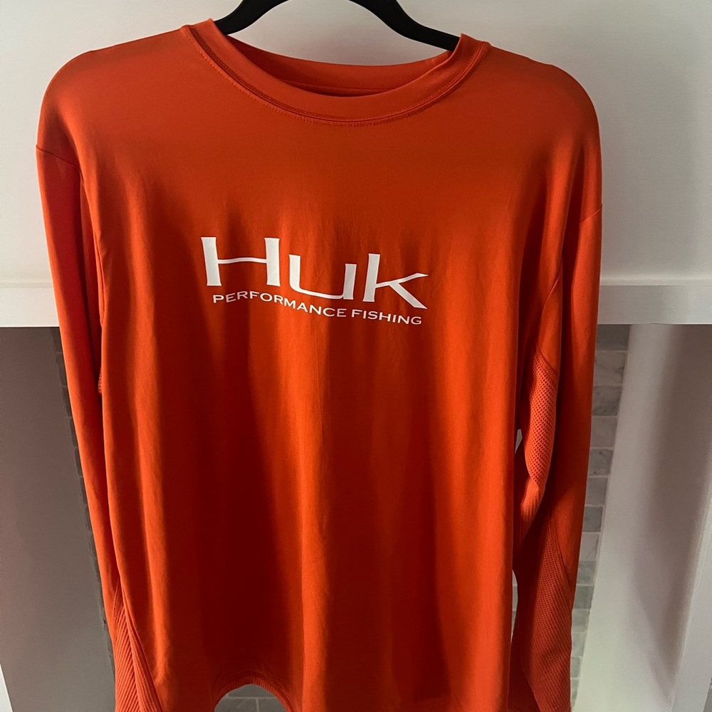 Huk Orange Long Sleeve Performance Tee